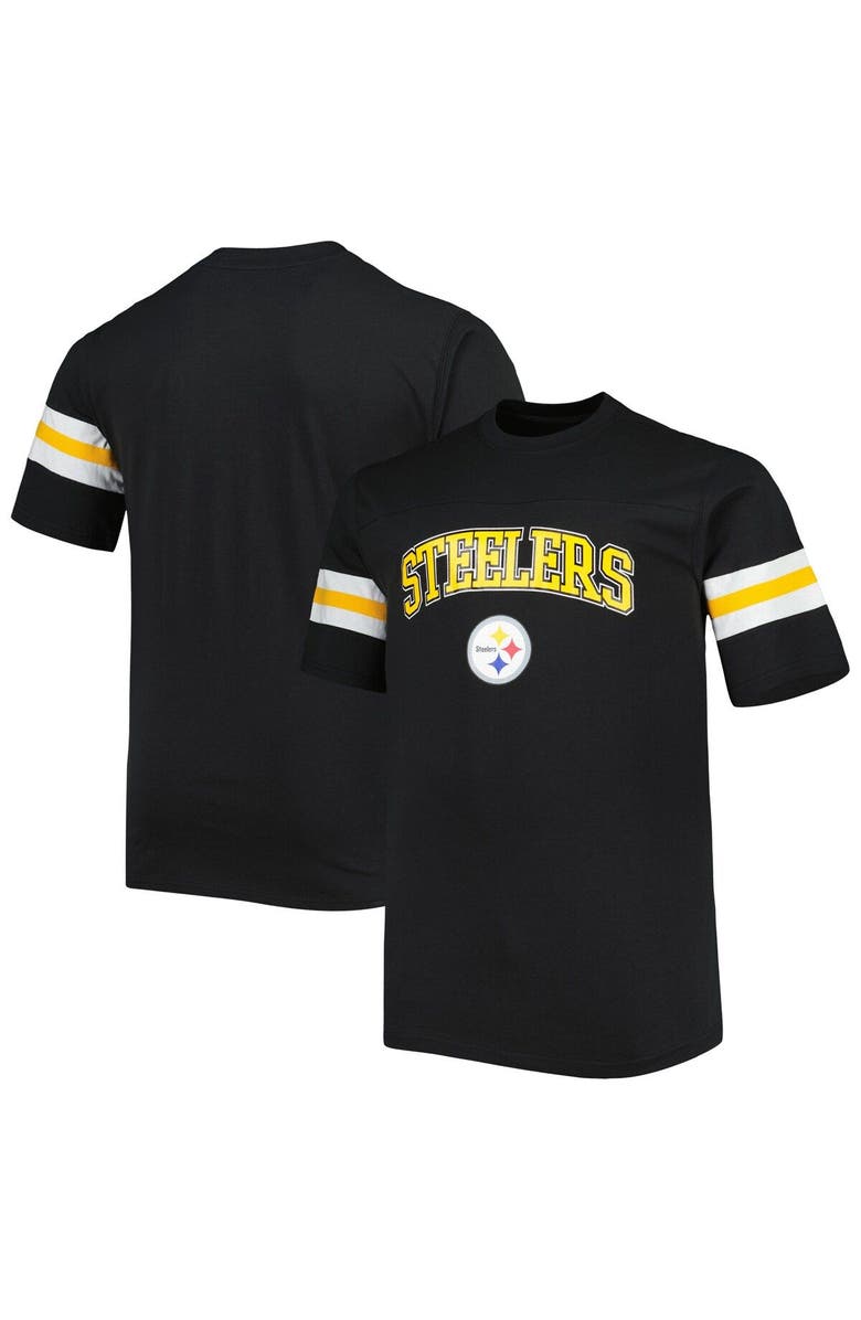PROFILE Men's Black Pittsburgh Steelers Big & Tall Arm Stripe T-Shirt, Main, color,