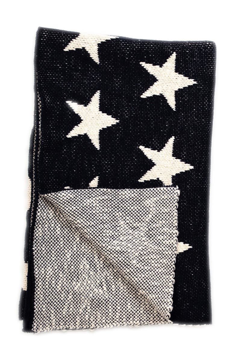 PARKLAND COLLECTION Starry Starry Night Transitional Navy Blue Knitted 32" x 40" Baby Blanket, Alternate, color, Navy Blue