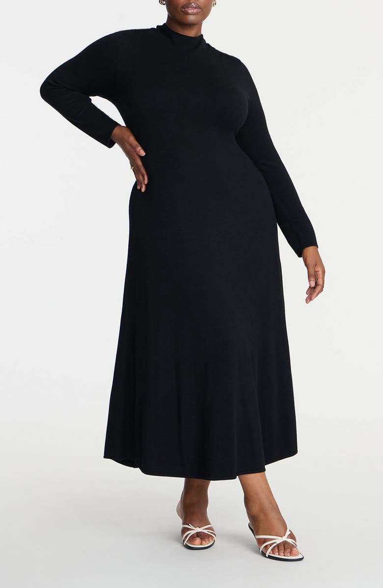 ELOQUII Mock Neck Long Sleeve Maxi Sweater Dress, Main, color, 