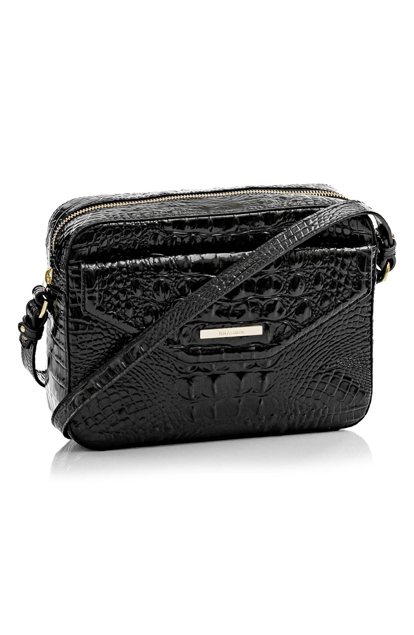 Brahmin Shea Croc Embossed Leather Crossbody Bag, Alternate, color, 