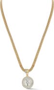 SPHERA MILANO Pavé Coin Pendant Popcorn Chain Necklace