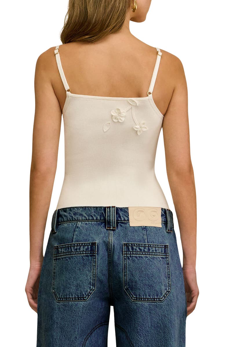 Cult Gaia Emiliana Floral Appliqué Knit Camisole, Alternate, color, Off White
