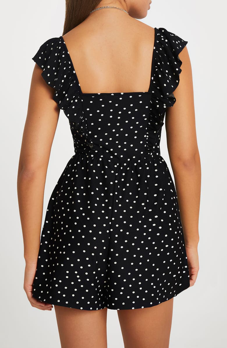 River Island Polka Dot Frill Front Romper, Alternate, color, 