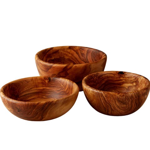 Olive Wood Nesting Salad Bowls - Set of 3