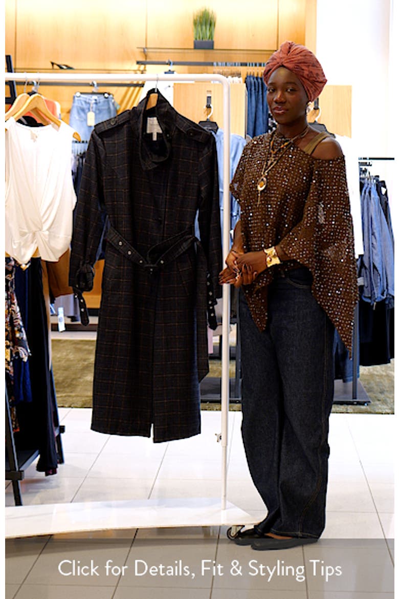 Plaid Relaxed Belted Funnel Neck Coat video