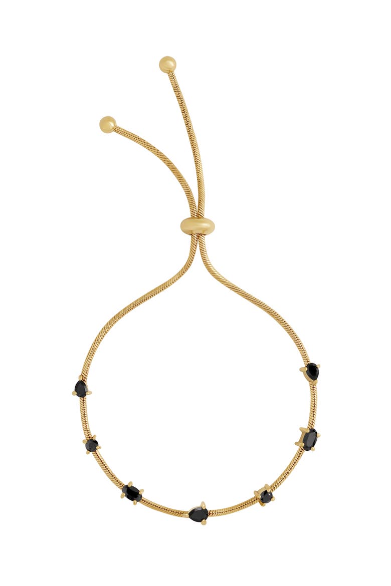 Black Onyx Gold Plated Women's Bolo Bracelet - Midnight Flow, Main, color, Gold/Black