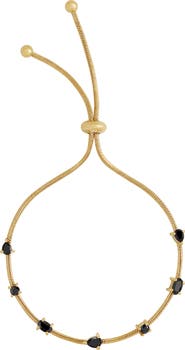 Karma and Luck Black Onyx Gold Plated Women's Bolo Bracelet - Midnight Flow
