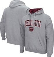 COLOSSEUM Men's Colosseum Heathered Gray Missouri State University Bears Arch and Logo Pullover Hoodie
