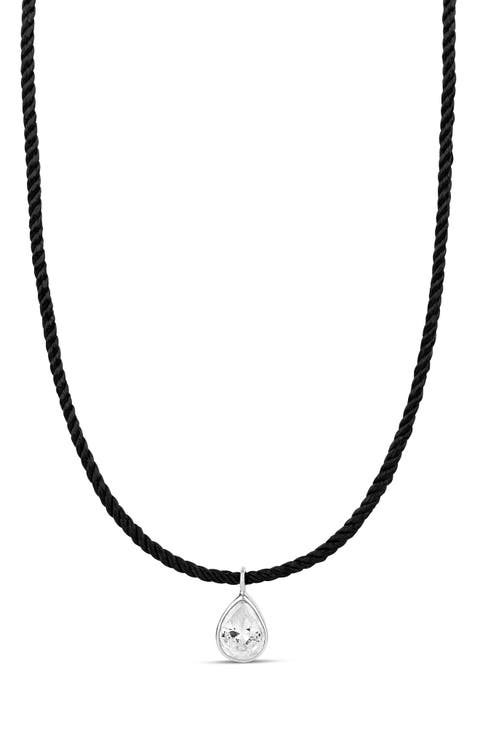 Cubic Zirconia Teardrop Pendant Necklace