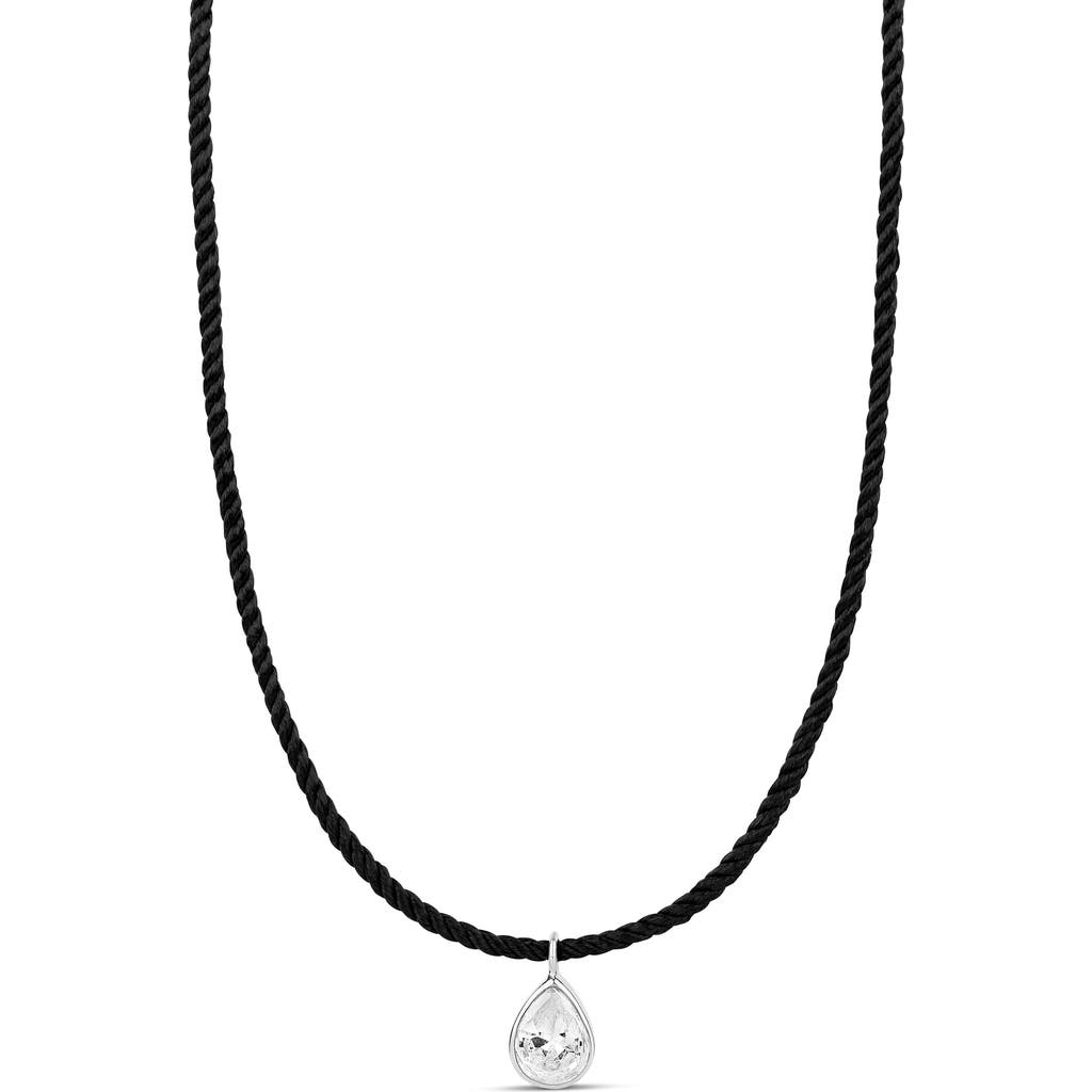 Shymi Cubic Zirconia Teardrop Pendant Necklace In Black