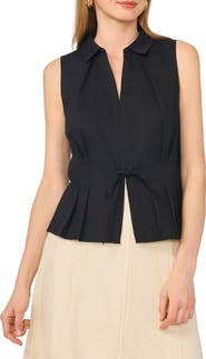 1.STATE Tie Front Sleeveless Cotton Shirt
