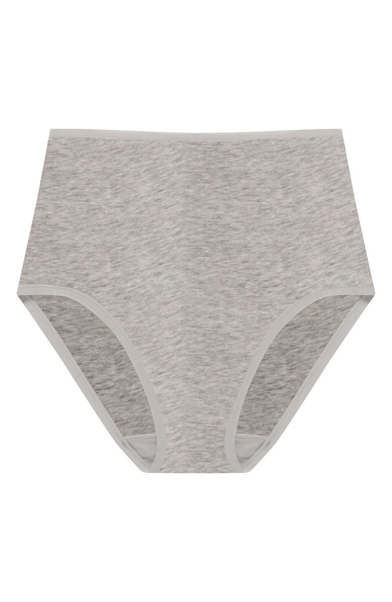 Natori Bliss Bare Cotton High Waist Briefs, Alternate, color, Light Grey Heather