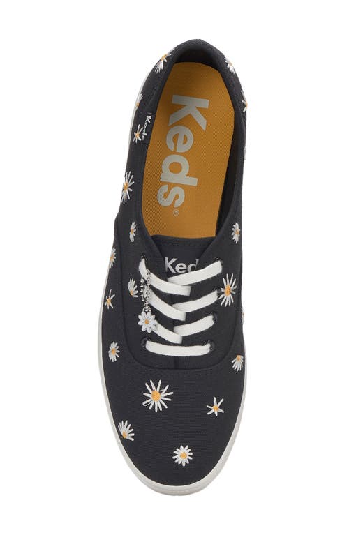Keds Champion Black Canvas Embroidered Lace-up Sneakers In Black/snow White
