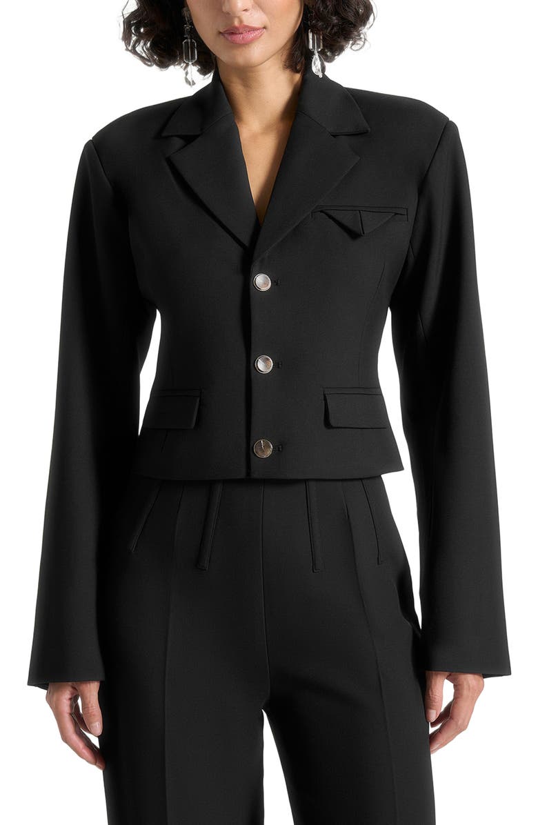 Manière De Voir Prisca Tailored Cropped Blazer, Main, color, Black