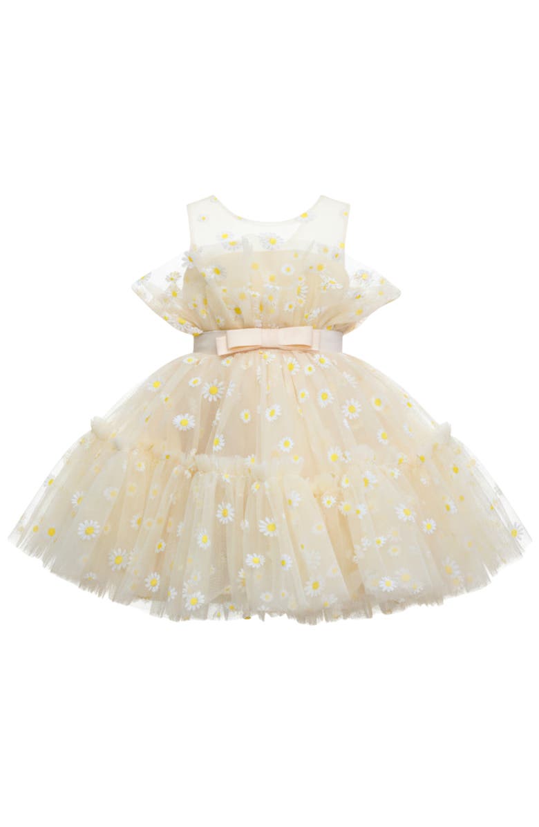 Mia Belle Girls Daisy Embroidered Floral Tutu Dress, Main, color, Yellow
