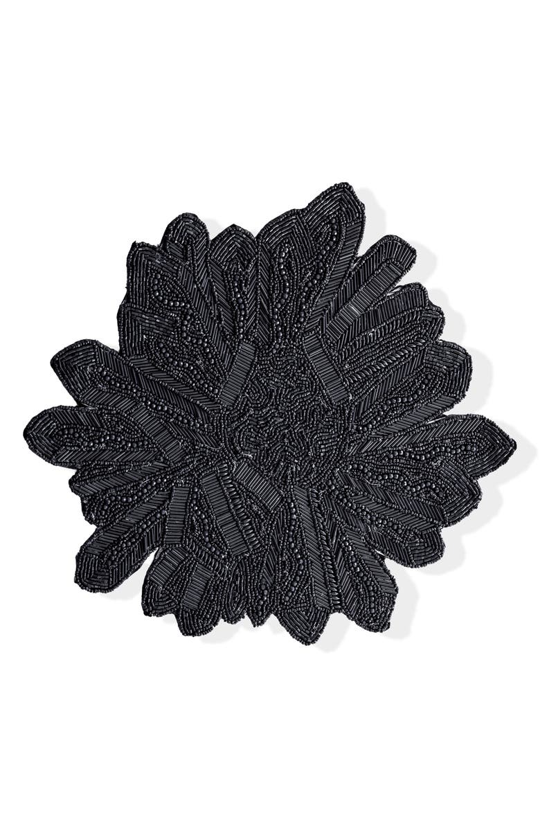 Tiramisu The Obsidian Bloom Beaded Charger, Main, color, Black