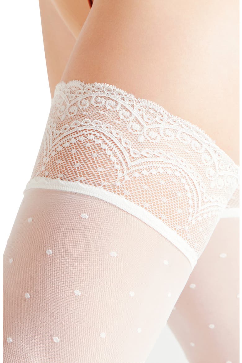 Polka Dot Stay-Up Stockings, Alternate, color, WHITE