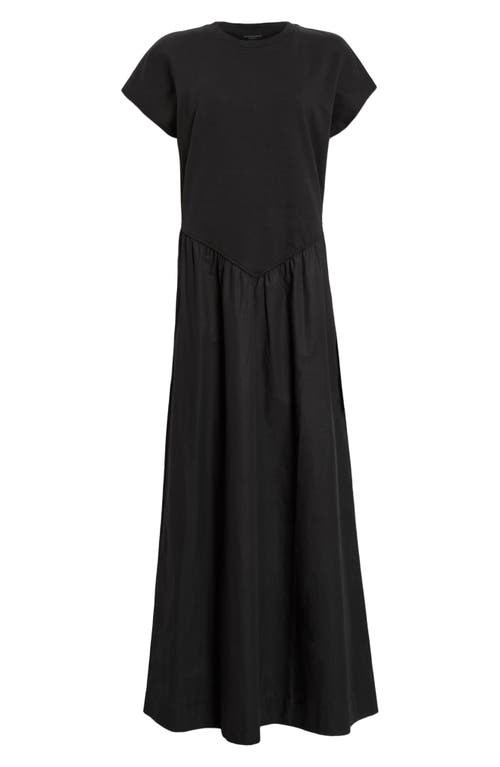 Allsaints Womens Black Frankie Short-sleeve Cotton Maxi Dress In Black