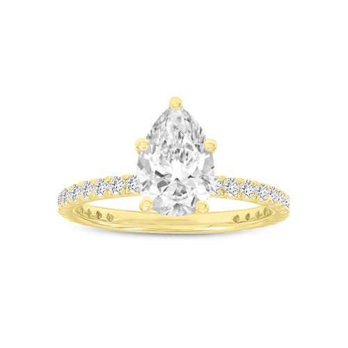 Luvmyjewelry Rania 14k Yellow Gold Pear Lab Grown Diamond Hidden Halo Engagement Ring In 14k Yellow Gold