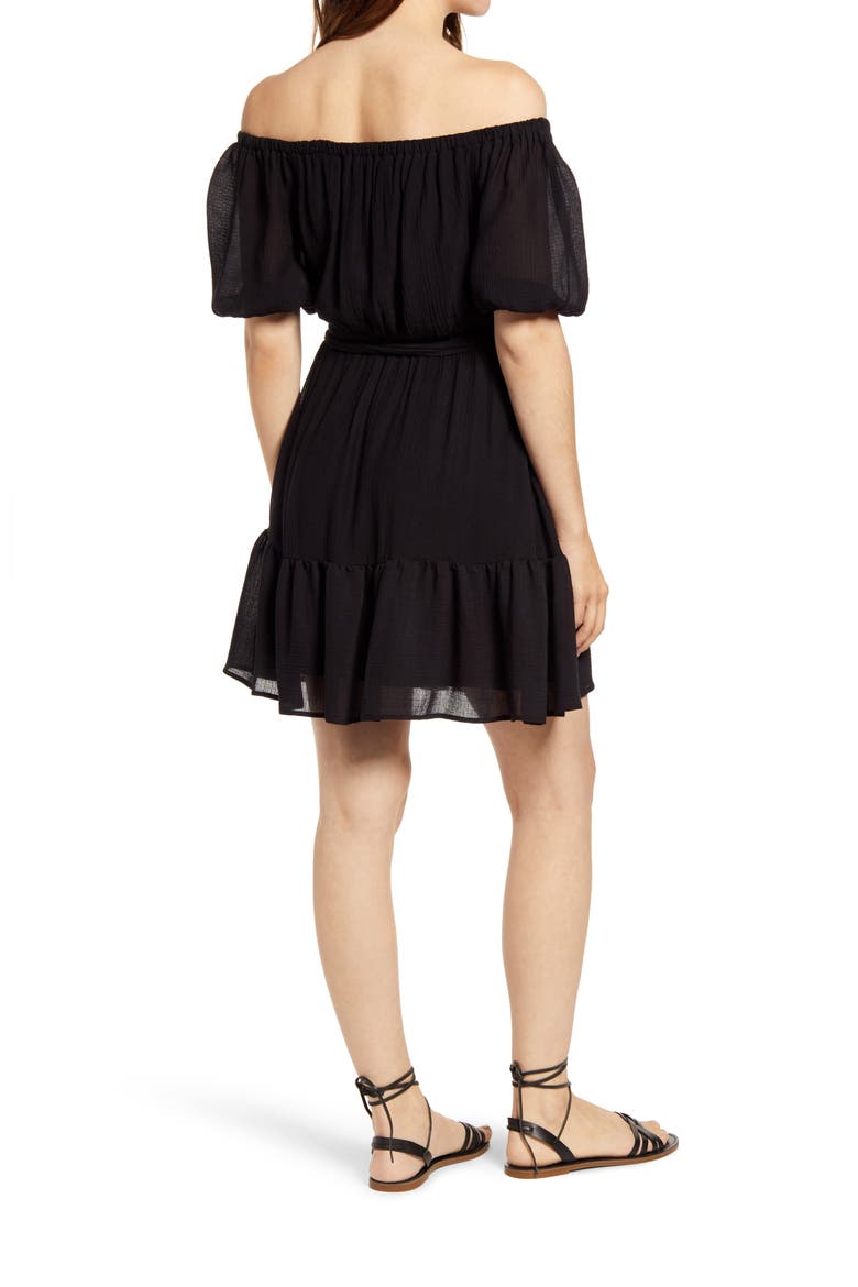 Off the Shoulder Minidress, Alternate, color, BLACK