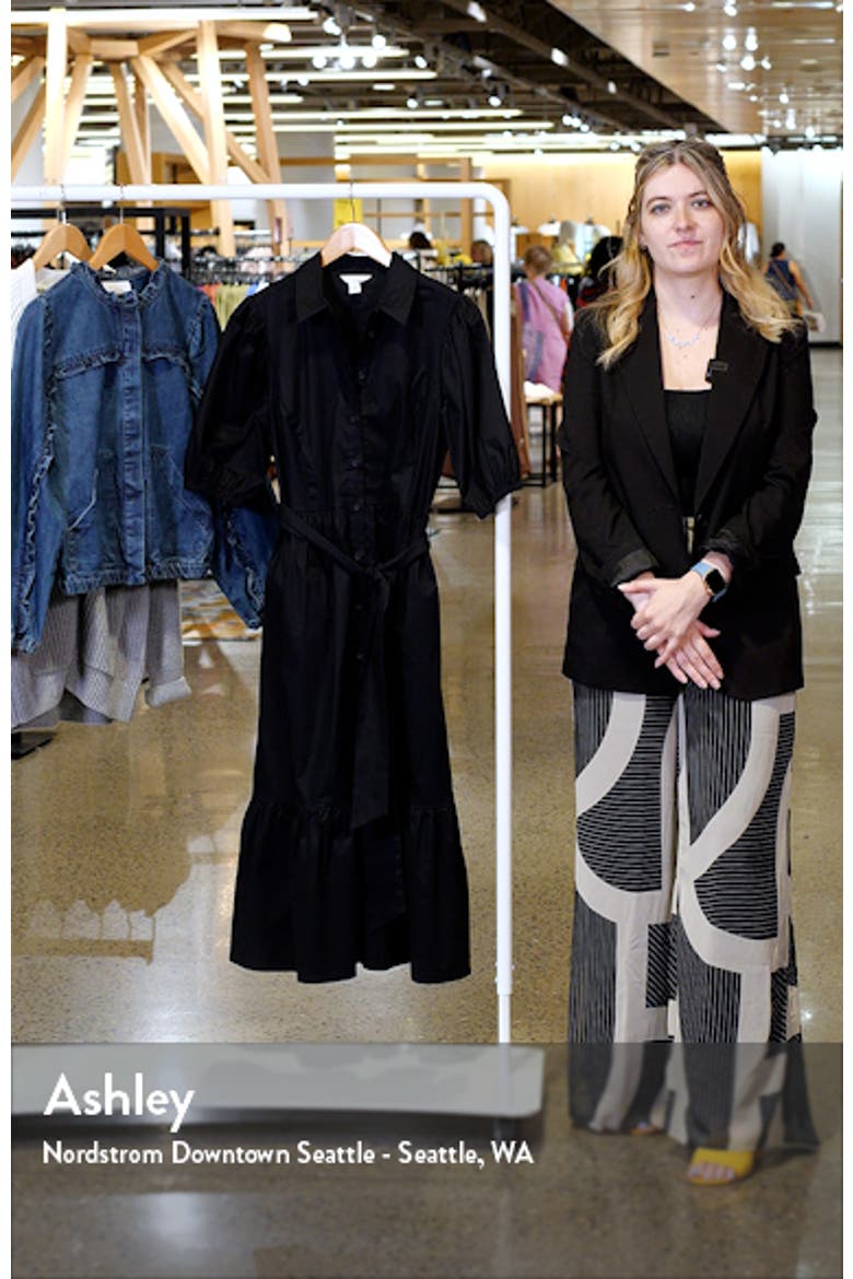 Puff Sleeve Stretch Cotton Shirtdress video