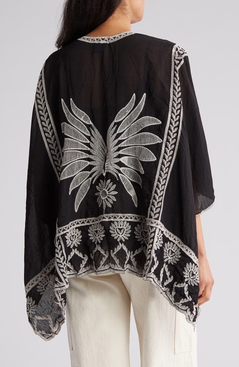 Forgotten Grace Floral Embroidered Topper, Alternate, color, Black/White