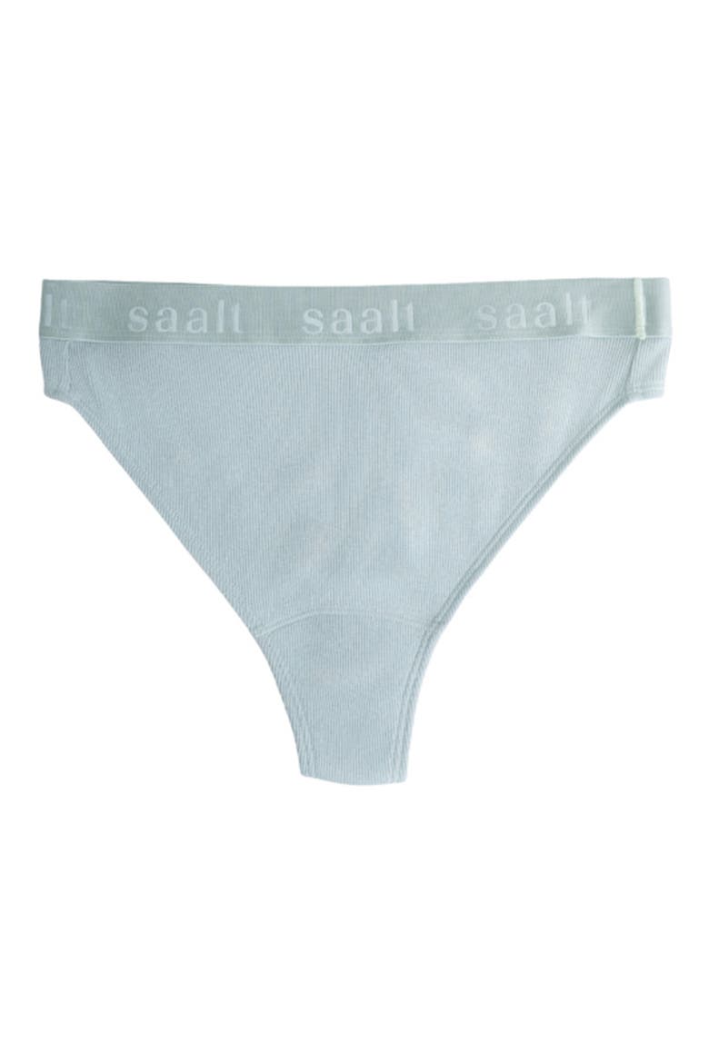 Period & Leakproof High Rise Stretch Cotton & Modal Rib Thong, Alternate, color, SEA GLASS