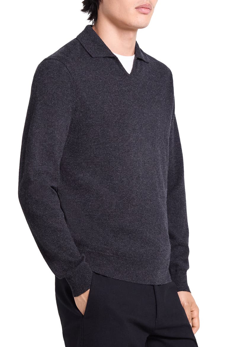 Johnny Collar Cashmere Sweater, Alternate, color, DARK CHARCOAL