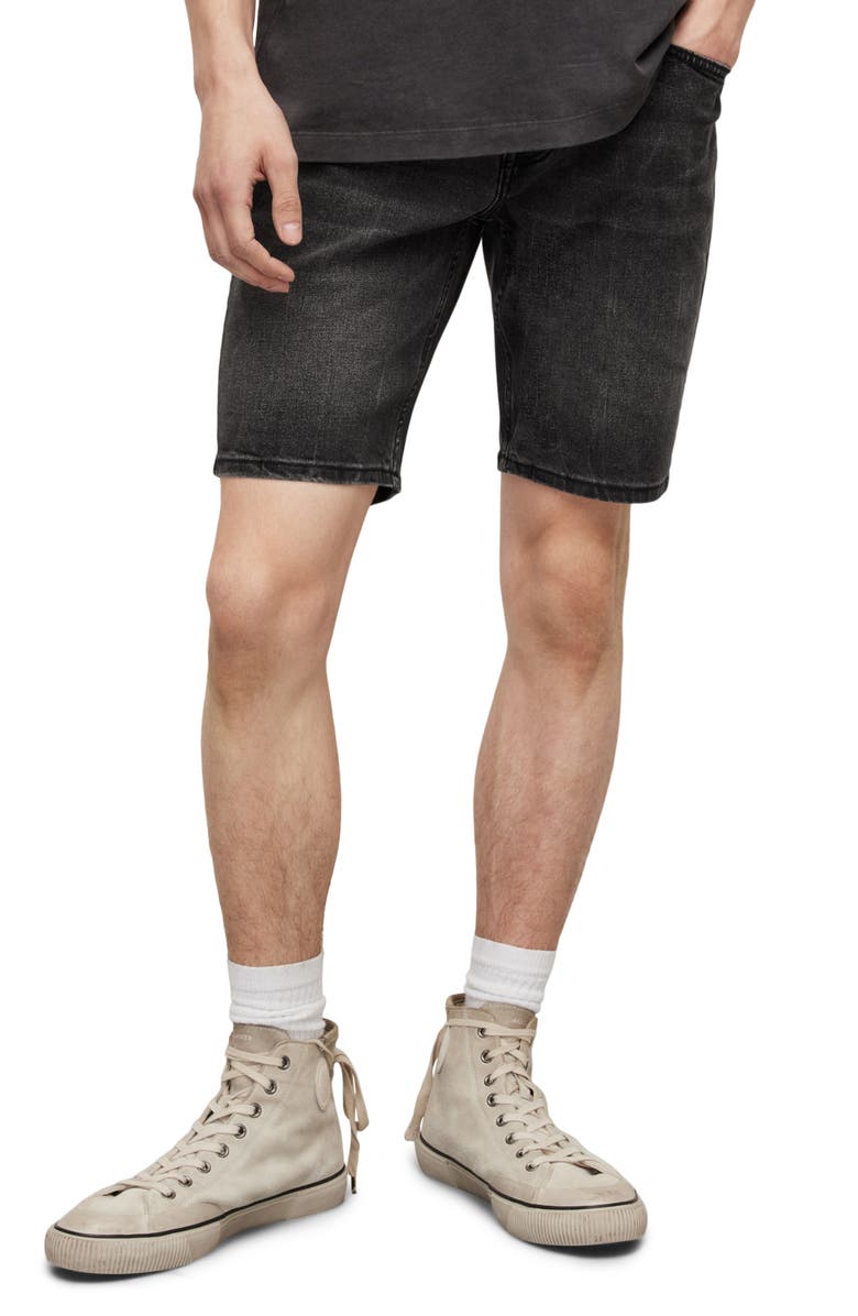 AllSaints Switch Denim Shorts, Main, color, Washed Black