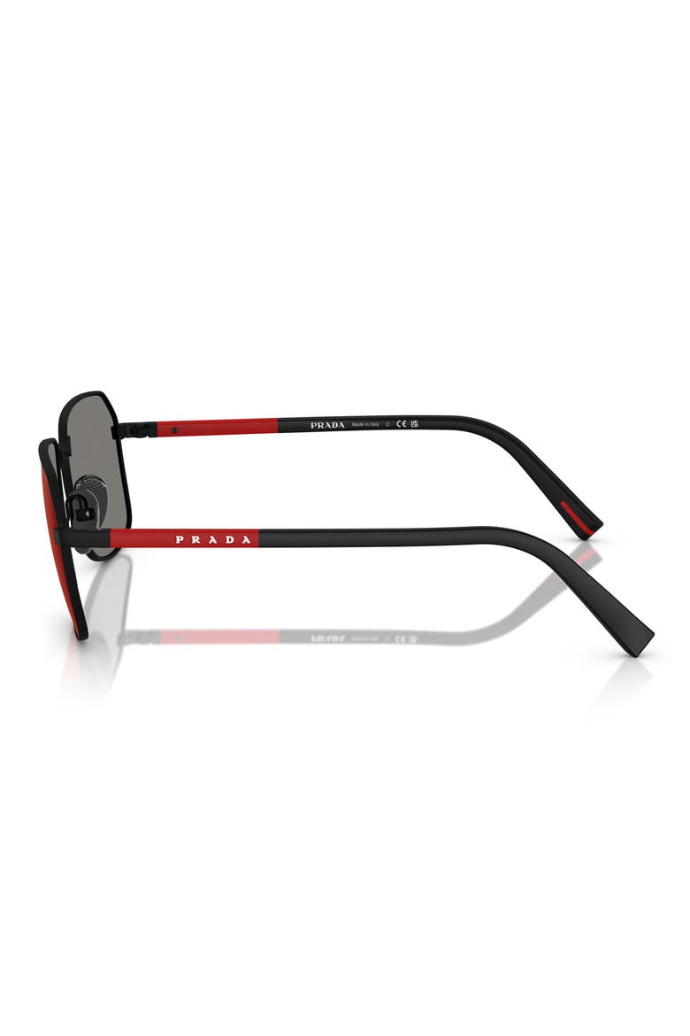 57mm Rectangular Sunglasses, Alternate, color, RUBBER BLACK