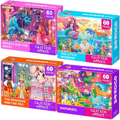 4x60 Pcs Glitter Effect Puzzles for Kids