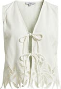 Rails Oregon Embroidered Eyelet Sleeveless Cotton
Linen Tie Front Top