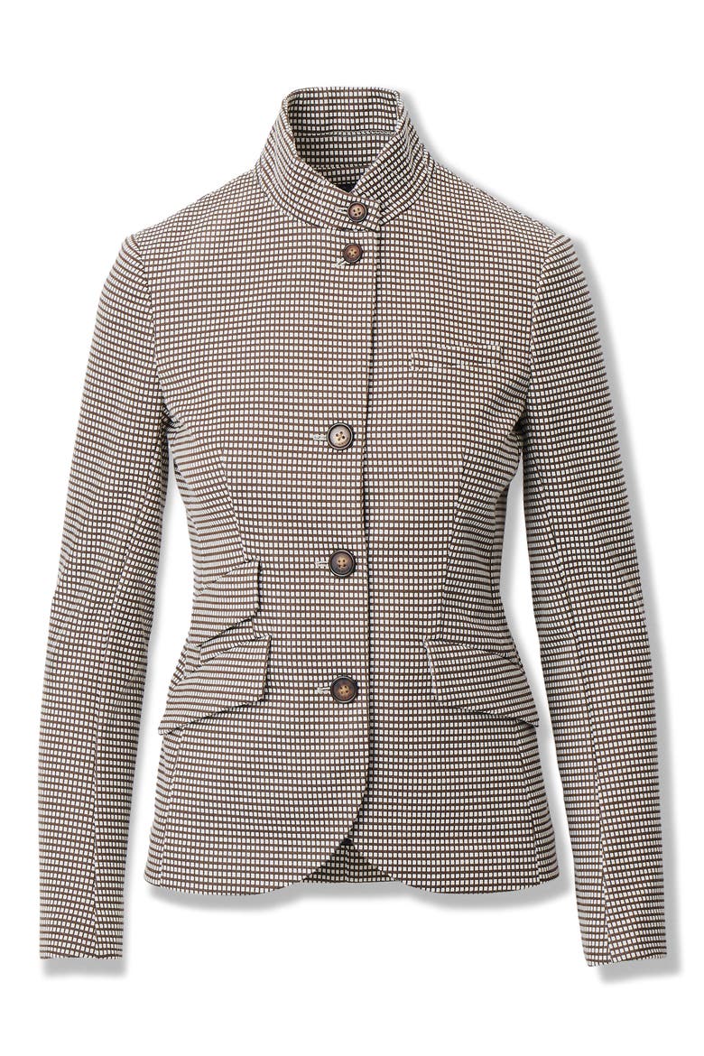 Slade Grid Print Cotton Blend Blazer, Alternate, color, BROWN GRID