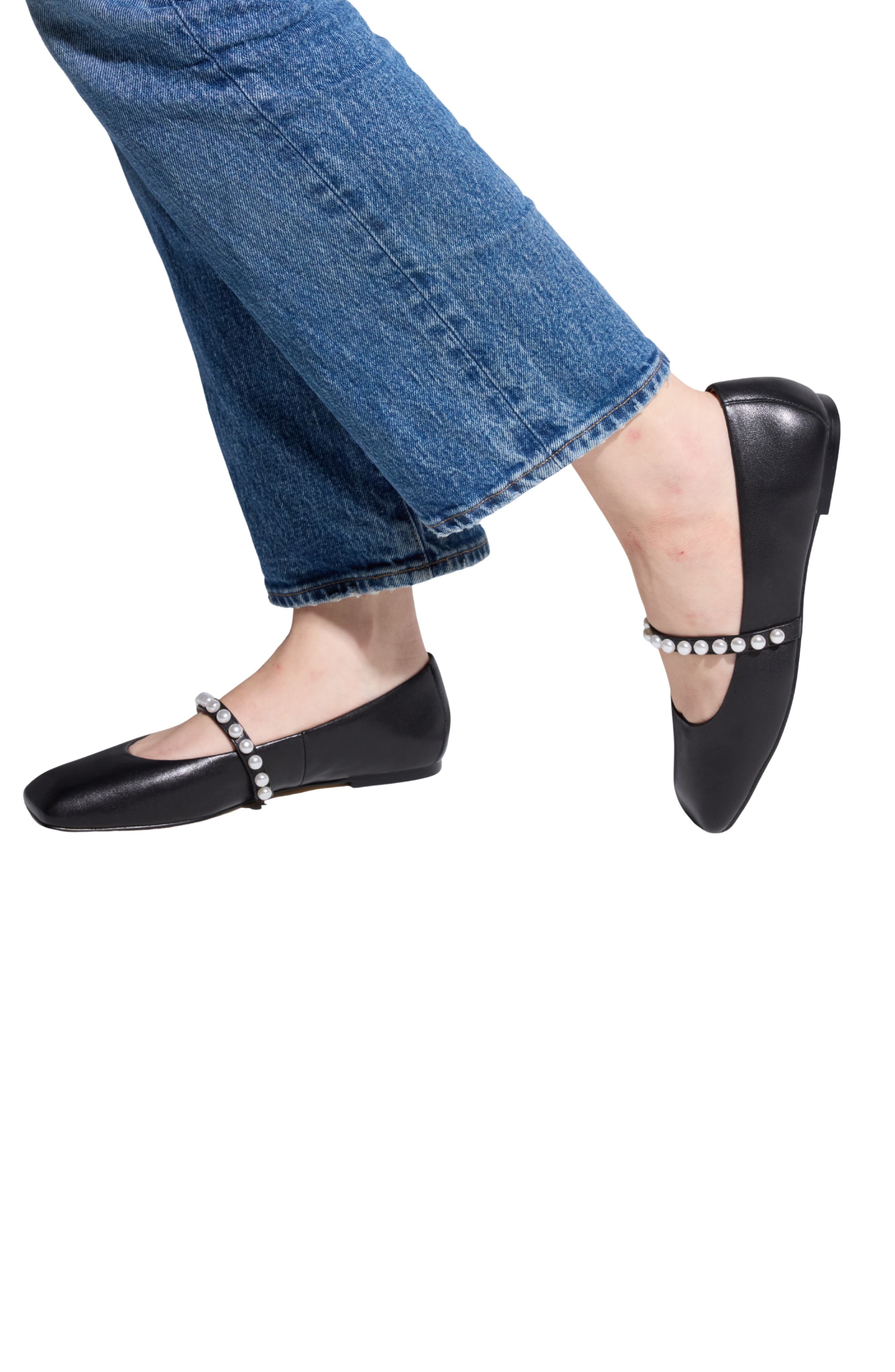Yosi Samra Cara Faux Pearl Mary Jane Flat, Alternate, color, 