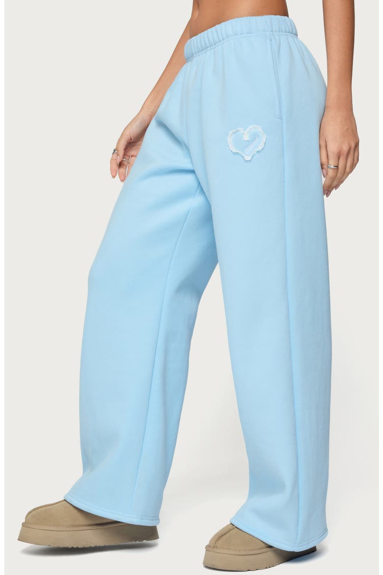 Love Wide Leg Fleece Sweatpants, Alternate, color, LIGHT-BLUE