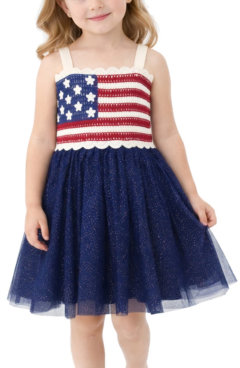 Zunie Kids' Crochet Flag Dress, Alternate, color, 