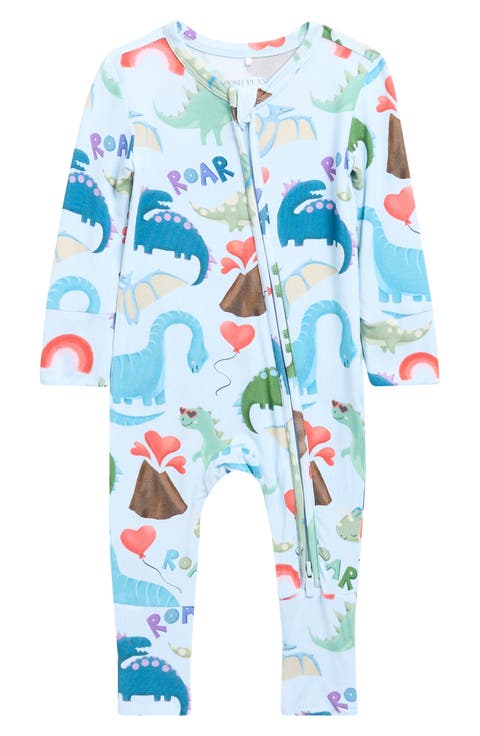 Dinosaur Print Convertible Zip-Up Footie (Baby)