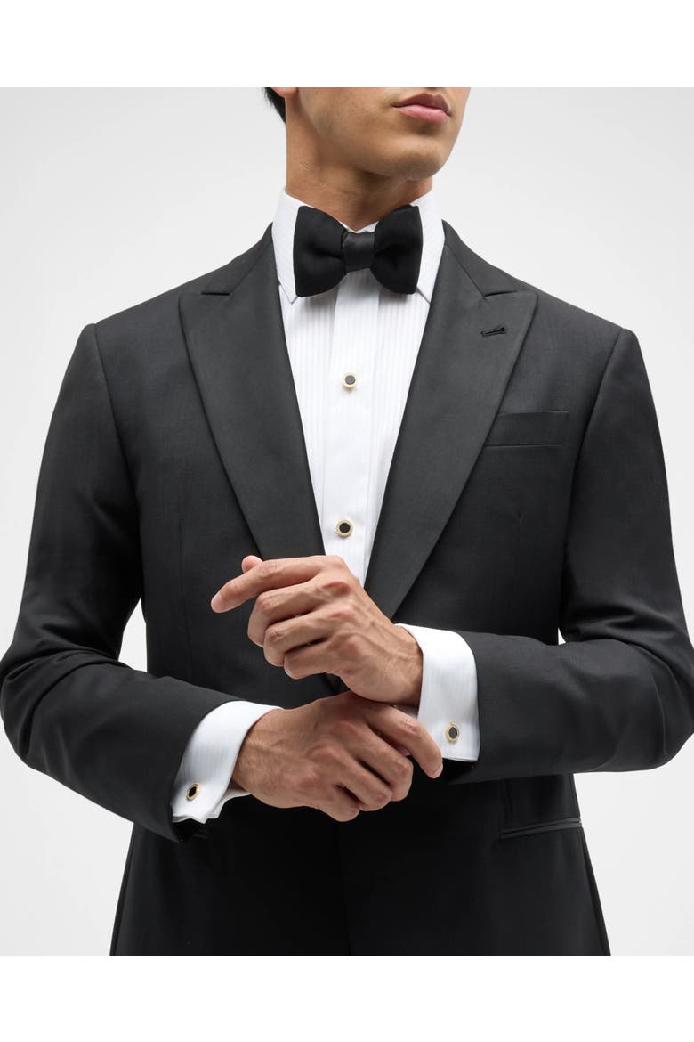 Black Onyx & Diamond 18K Gold Tuxedo Studs & Cufflinks Set, Alternate, color, Black