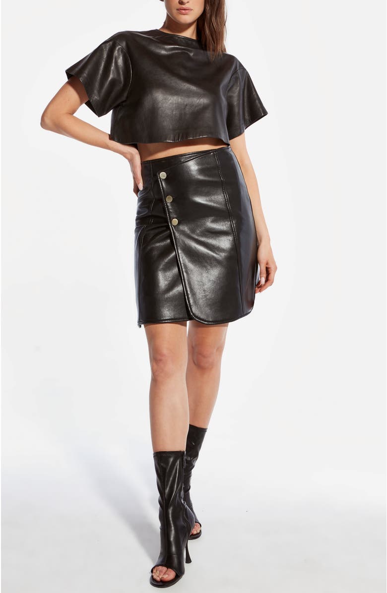 AS by DF Allison Recycled Leather Skirt, Alternate, color, Black
