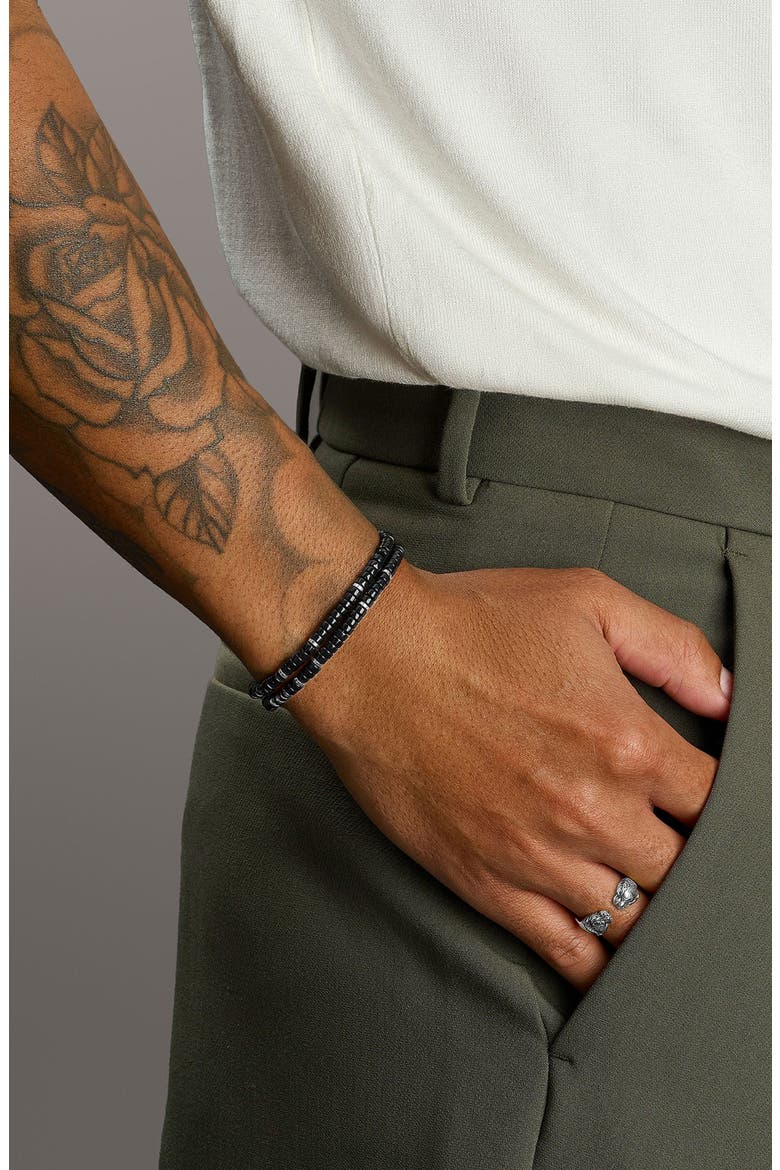 Onyx Heishi Wrap Bracelet, Alternate, color, Black Onyx / Silver