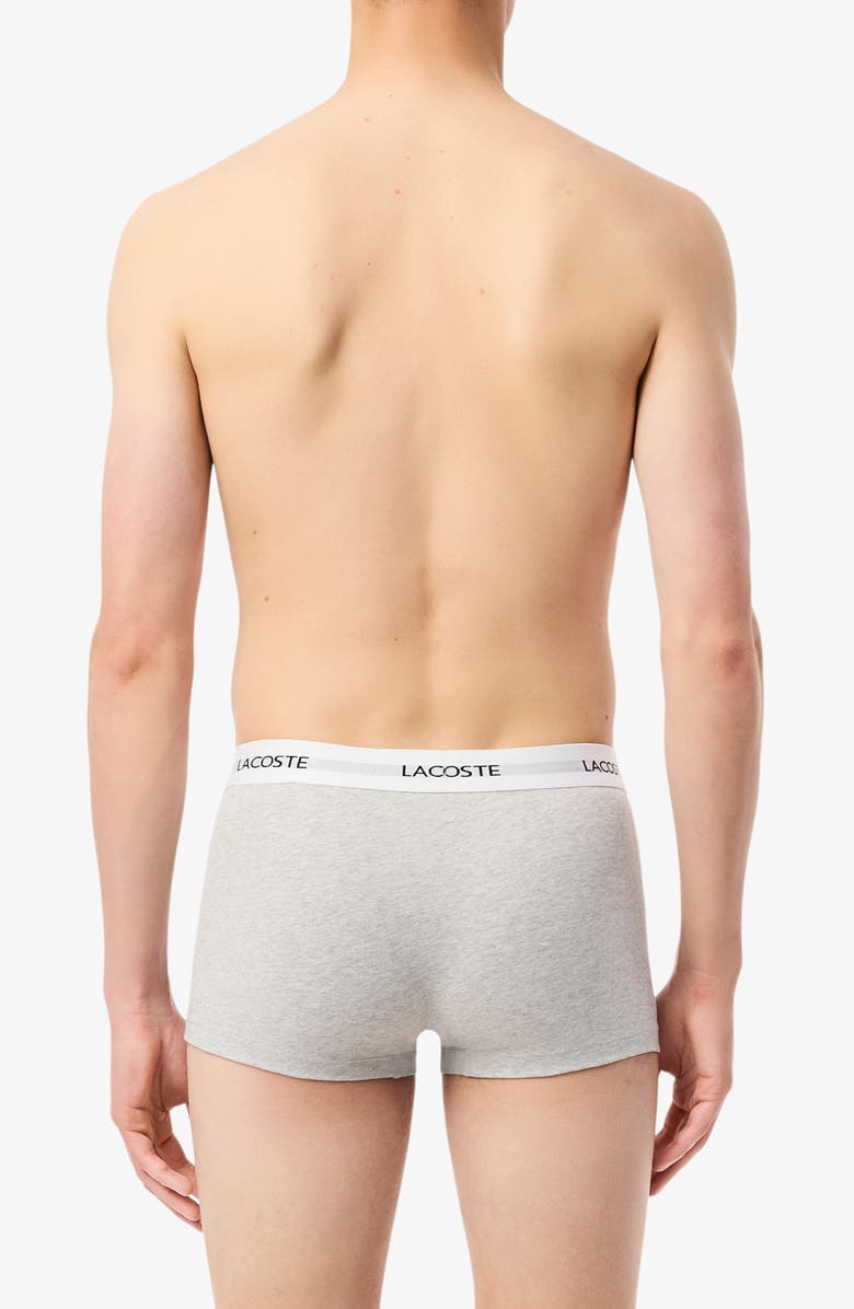 Lacoste Assorted 3-Pack Core Essentials Trunks, Alternate, color, Nua Black/ White-Silver Chine