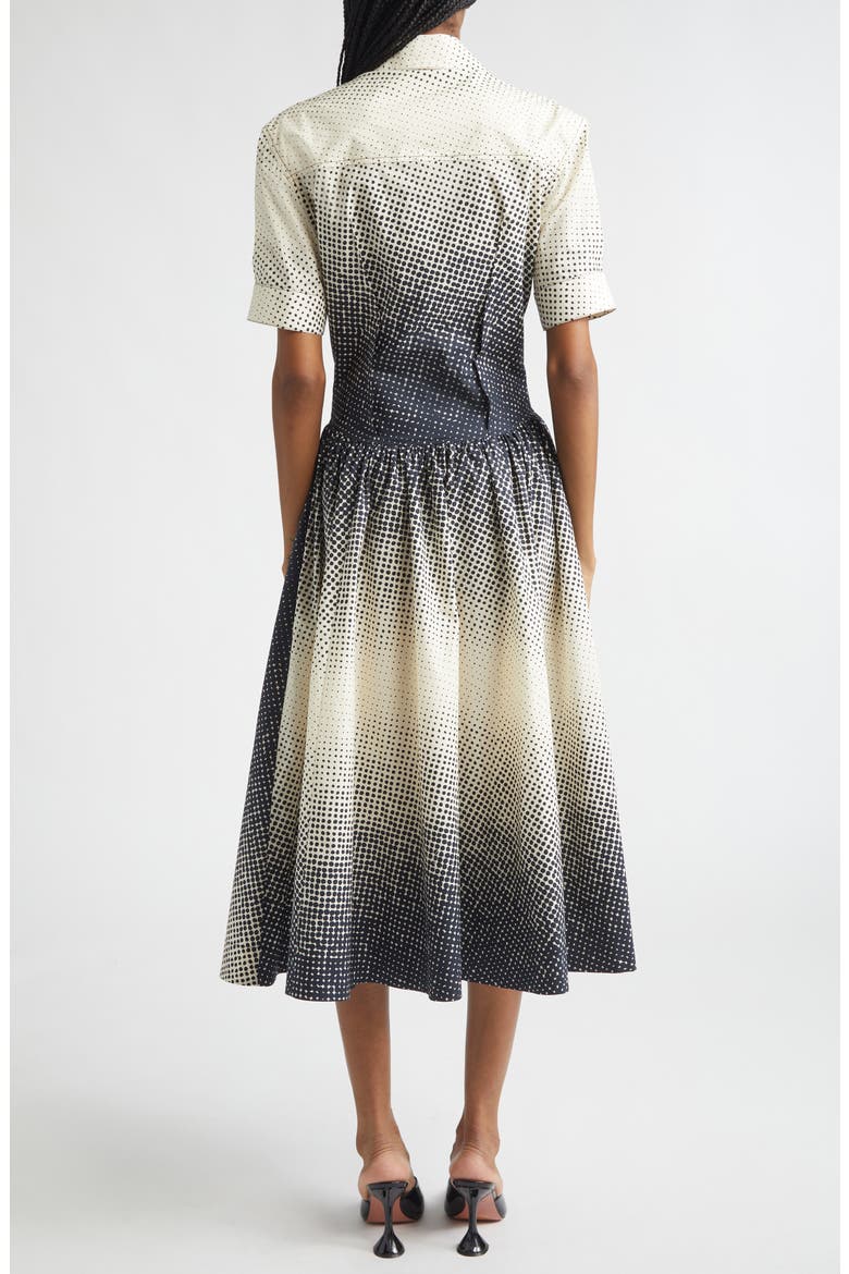 Halftone Dot Cotton Midi Shirtdress, Alternate, color, BLACK MULTI