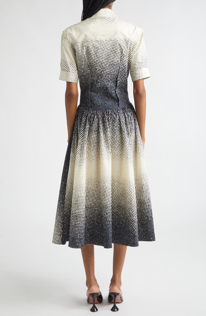 Christopher John Rogers Halftone Dot Cotton Midi Shirtdress, Alternate, color, Black Multi