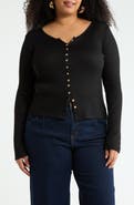 Renee C Button Detail Ribbed Top