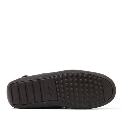 Dearfoams Fireside Melbourne Genuine Shearling Moccasin Slipper In Grey Solid