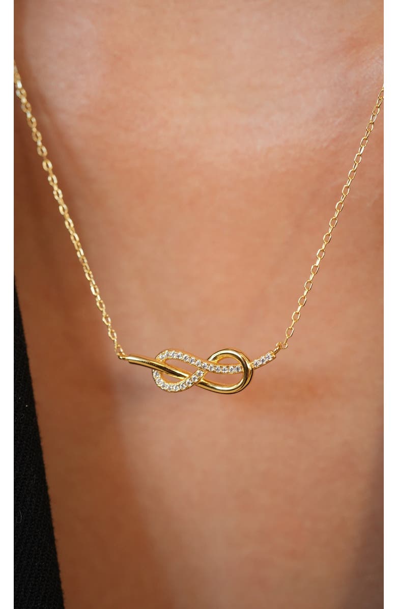 Argento Vivo Sterling Silver Love Knot Pavé Pendant Necklace, Alternate, color, Gold