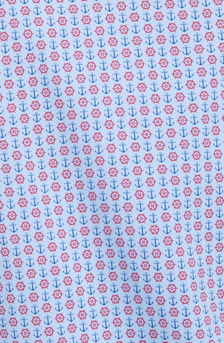 Johnston & Murphy XC4 Anchor Print Stretch Short Sleeve Button-Down Shirt, Alternate, color, 