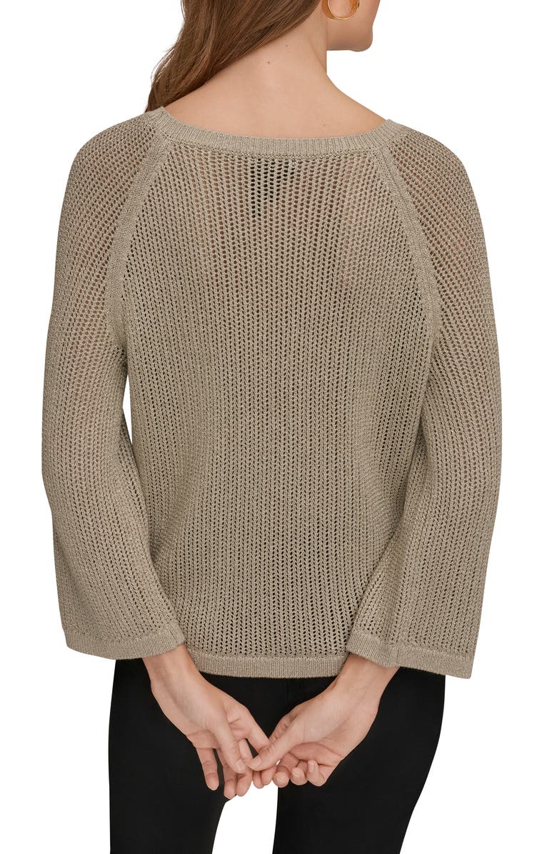 Donna Karan New York Metallic Sheer Sweater, Alternate, color, Tuscan Grey