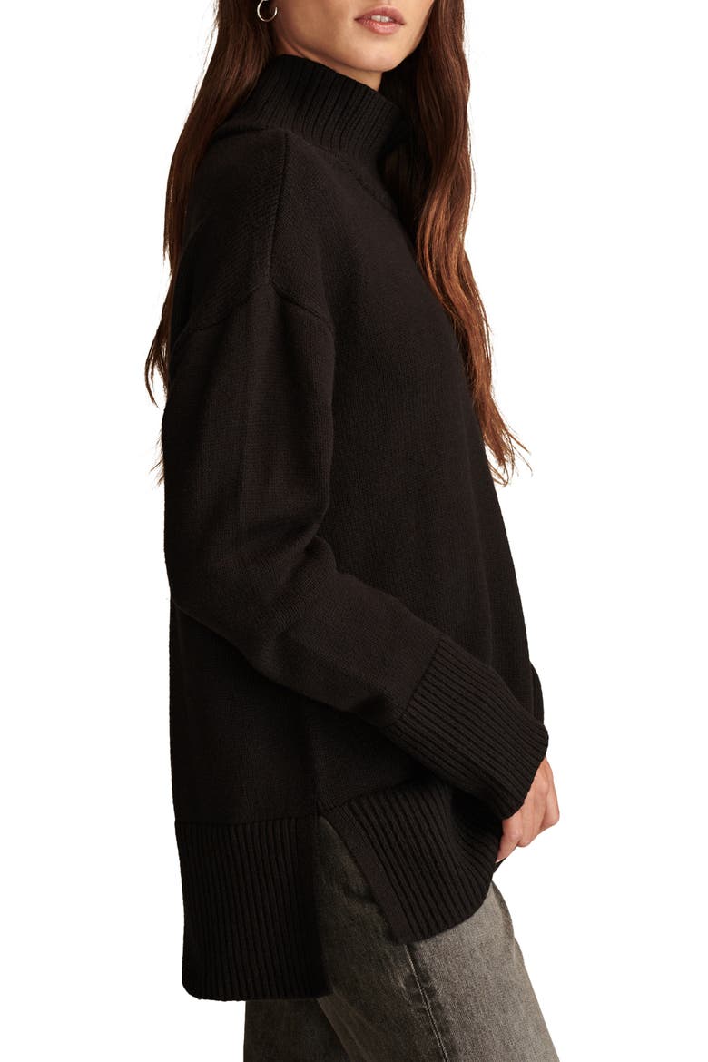 Cotton Blend Turtleneck Sweater, Alternate, color, DARK BLACK