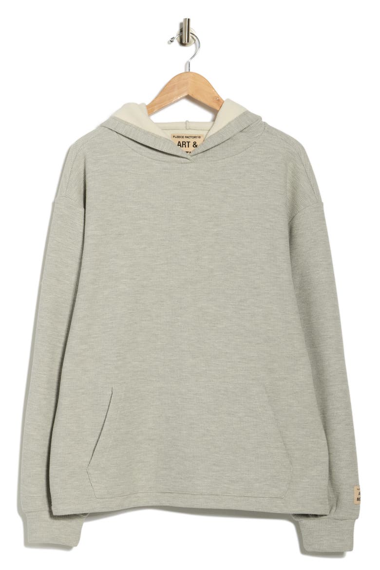 Fleece Lined Waffle Hoodie, Alternate, color, HEATHER GREY